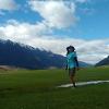 Walking, without pack thank goodness, to Glenorchy